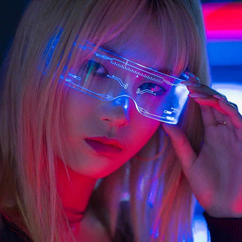 Punk Futuristic Technology Sense Glasses Photo Sci-fi Glow